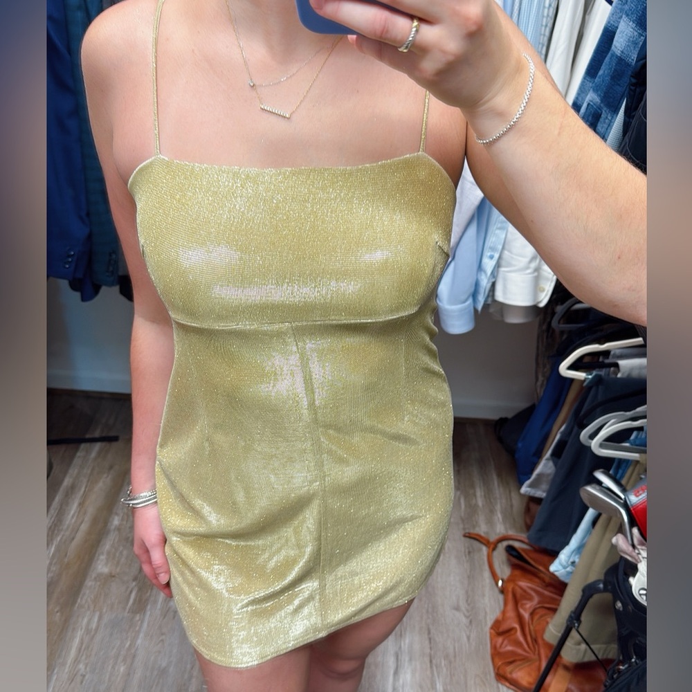 Urban Outfitters Gold Strapless Dress - Picture 5 of 12